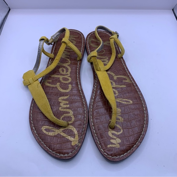 Sam Edelman Gigi Yellow Thong T Strap Flat Sandal Women 8M F12 - Picture 4 of 7